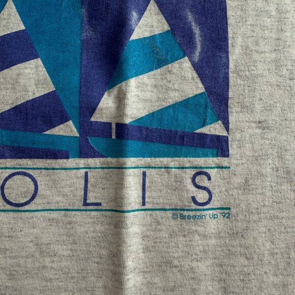 VINTAGE 1992 Annapolis Shirt Mens XL Gray Maryland Single Stitch Breezin Up * - Picture 8 of 13